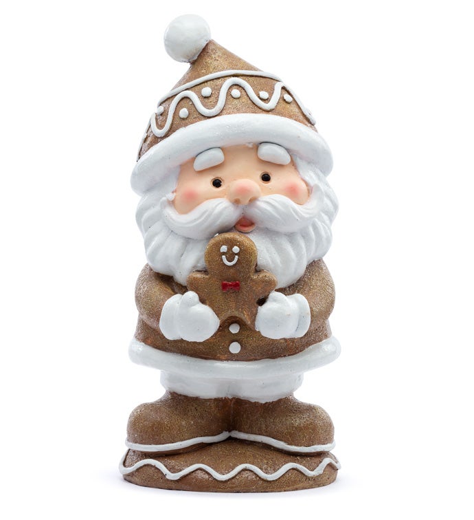 8" Santa Holding Gingerbread Man