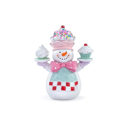 Santa's Sweet Shoppe Collection - 7.5" Snowman Holding Cup Cake