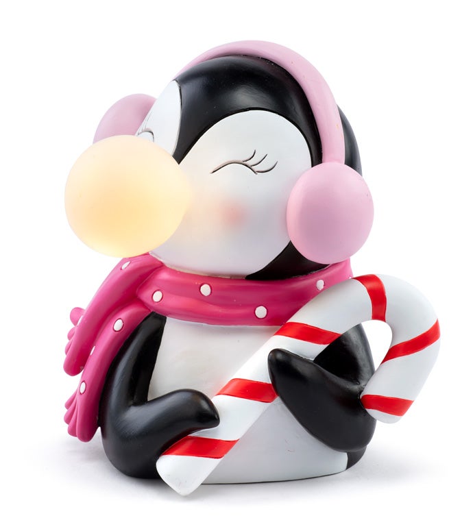 Santa's Sweet Shoppe Collection - 7." LED Penquin with Candy Cane