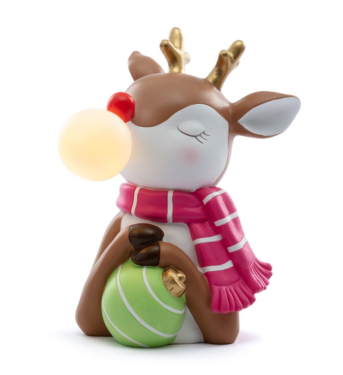 Santa's Sweet Shoppe Collection - 7.5" LED Reindeer Holding Ornament