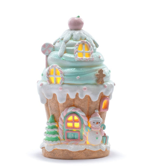 Santa's Sweet Shoppe Collection - 9" LED Gingerbread Swirl House