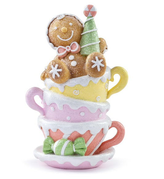 Santa's Sweet Shoppe Collection - 7.5" Gingerbread Man in 3-Teacups