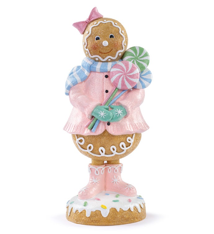 Santa's Sweet Shoppe Collection - 15" Gingerbread Girl Holding Candy