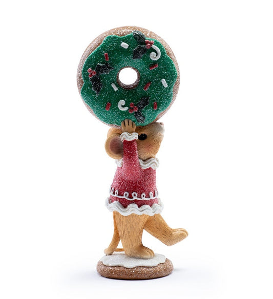 Santa's Sweet Shoppe Collection - 7.25" Mouse Holding Donut