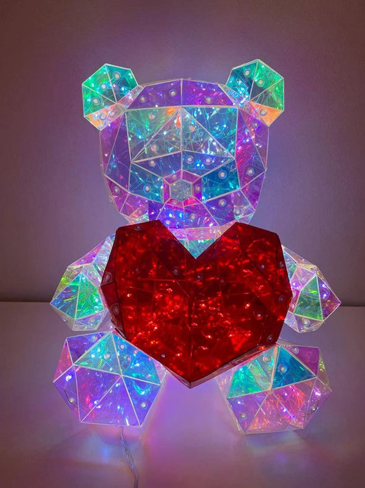 Iridescent LED Bear Holding Heart LED lights