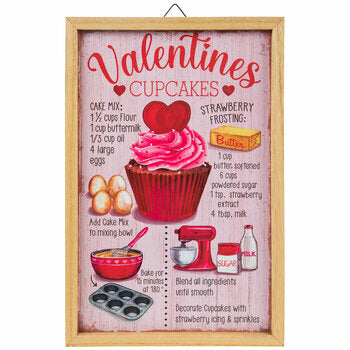 Valentine Cupcake Recipe Wood Wall Decor Sign