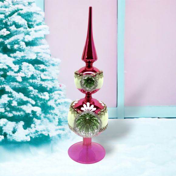 December Diamonds Retro Pink Vintage Tree Topper