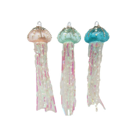 December Diamonds Coastal Ornaments Set Of 3 Assortment Jellyfish