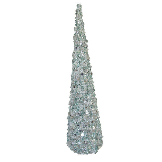 December Diamonds Ocean Mist 18" Natural Glitter Beaded Tree Cone