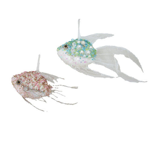 December Diamonds Coastal Jewels Set Of 2 Assortment Sequin Fish Ornaments