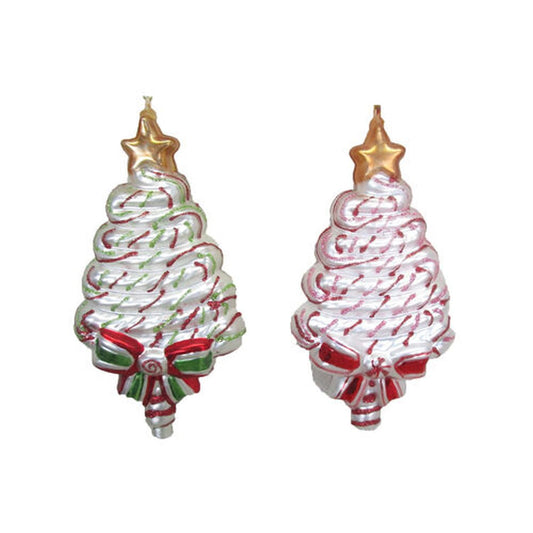 December Diamonds Candy Cane Lace Set Of 2 Assortment Peppermint Tree Ornaments