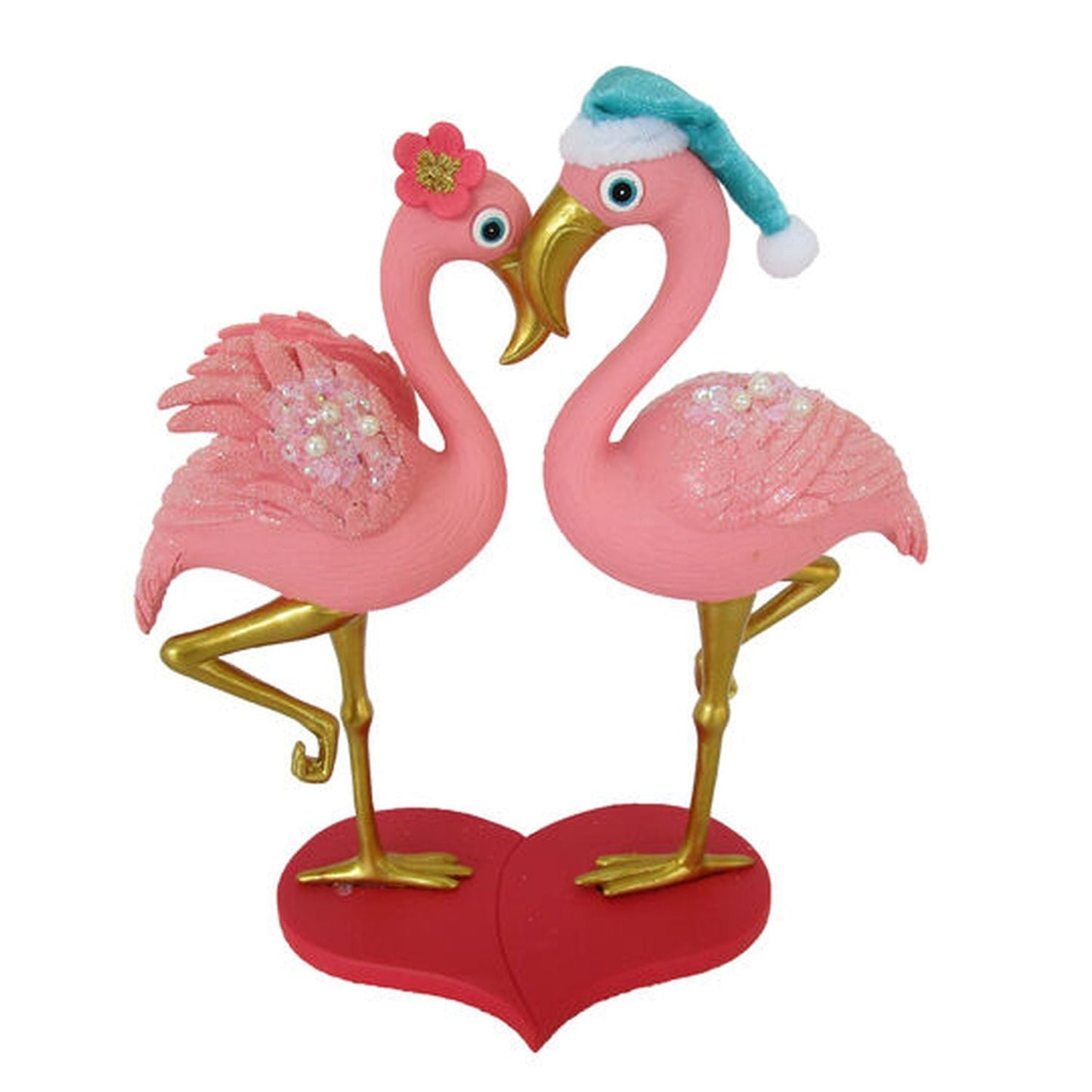 December Diamonds Hibiscus Island Flamingo Couple On Stand