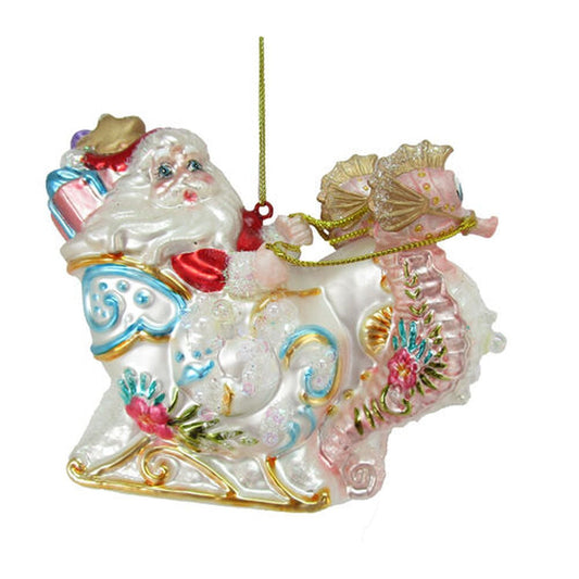 December Diamonds Tropical Ornaments Santa In Seahorse Sled Ornament.