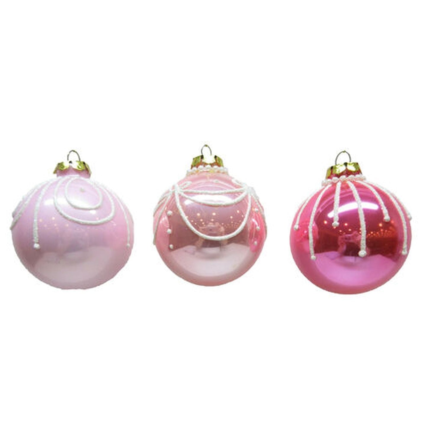 Nutcracker Sweet Shoppe Set Of 3 Assortment Pink Iced Ornaments