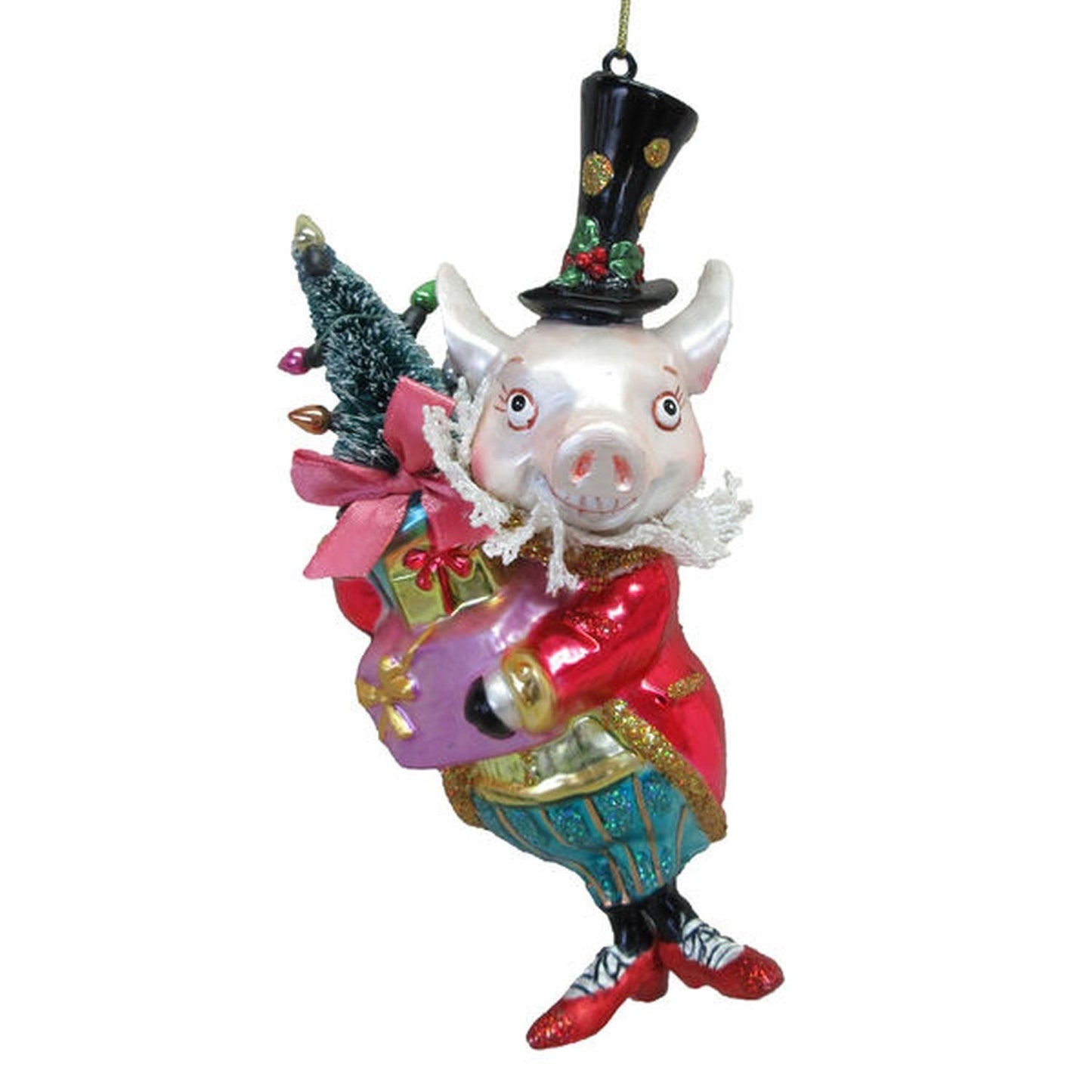 December Diamonds Party At The North Pole Mr Pig With Gifts Ornament