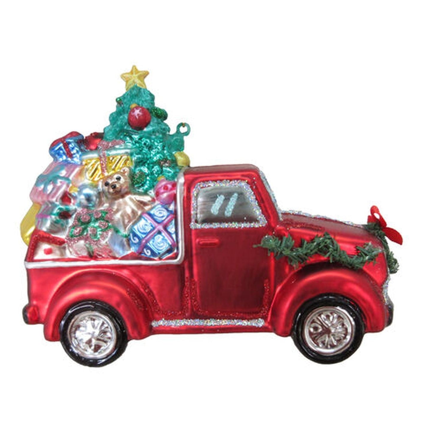 December Diamonds Party At The North Pole Red Truck With Presents Ornament