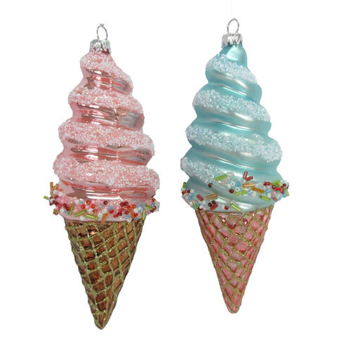 Set of 2 Ice Cream Cone Ornaments