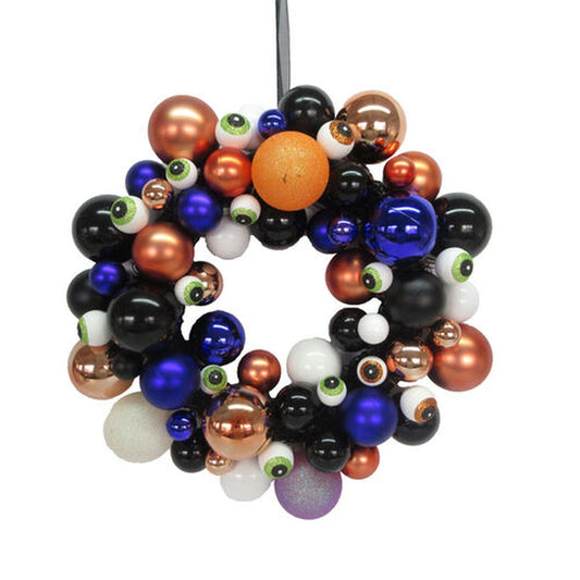 December Diamonds Halloween Carnival 14" Halloween Eyeball Bauble Wreath