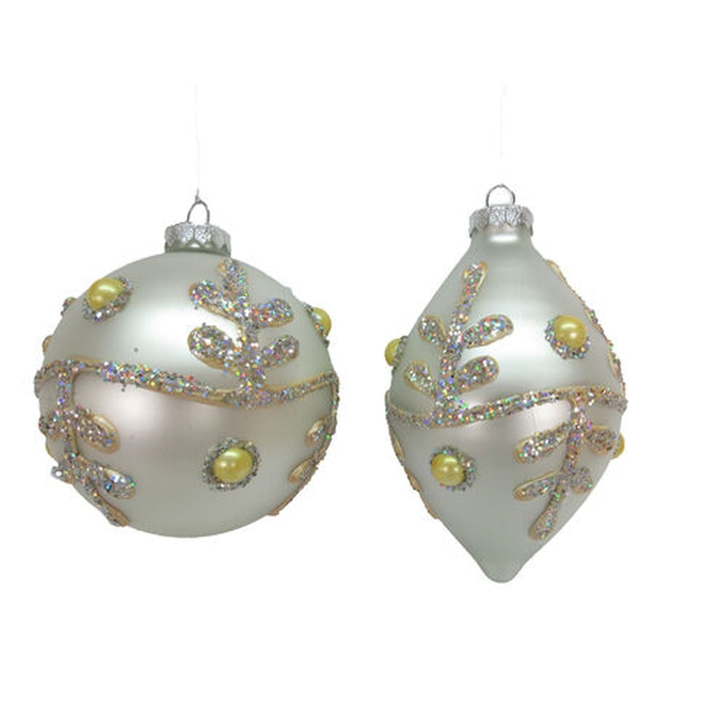 December Diamonds Winter Melody Set Of 2 Assortment Silver/Gold Finial Ornaments