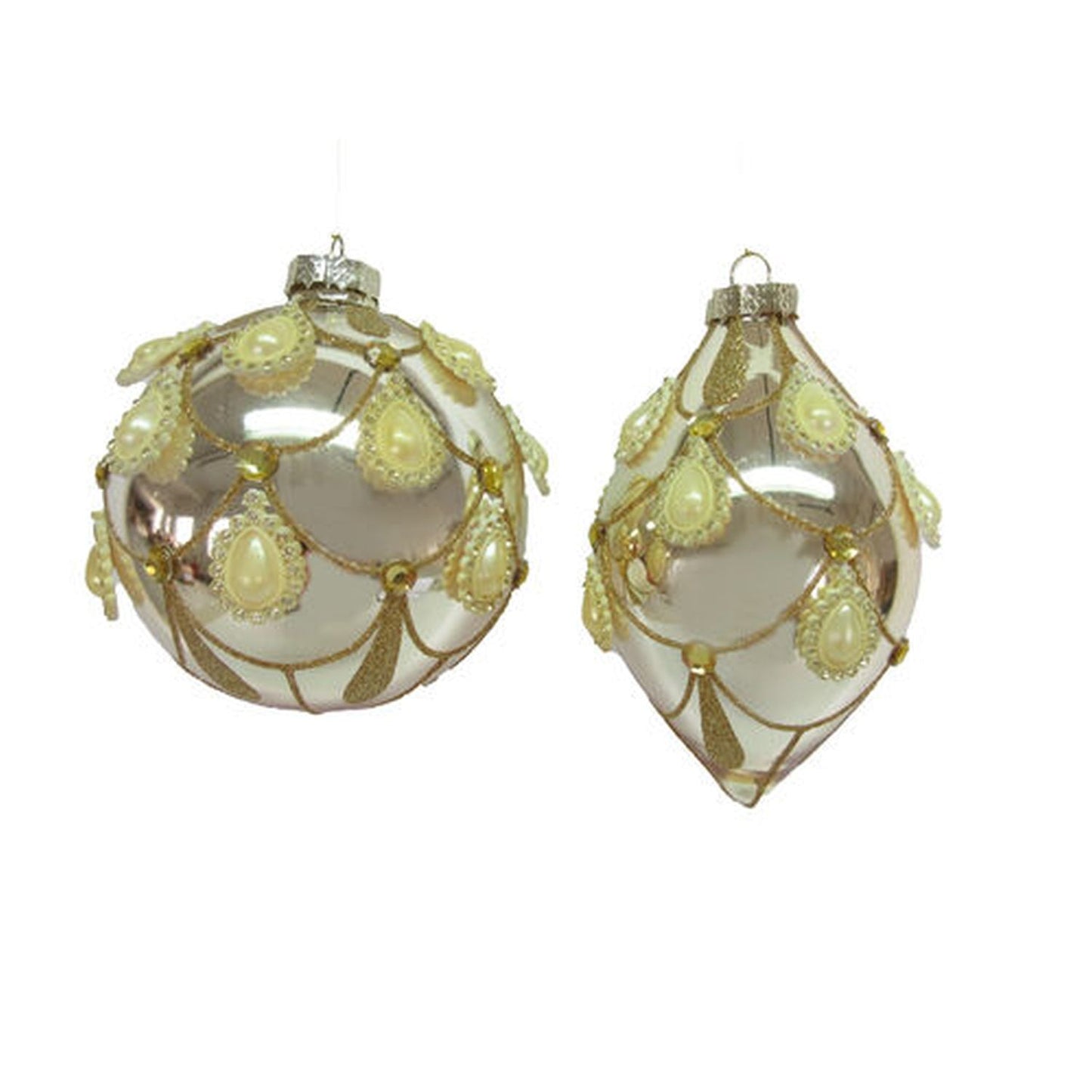 December Diamonds Winter Melody Set Of 2 Assortment Gold/Jeweled Ornaments