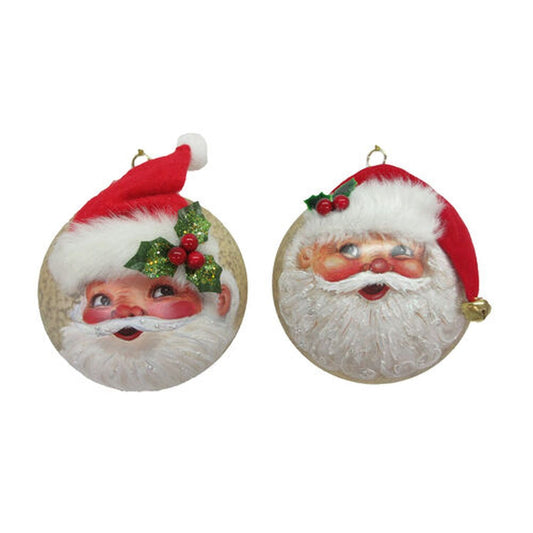 December Diamonds Christmas Carousel Set Of 2 Assortment Santa With Cap On