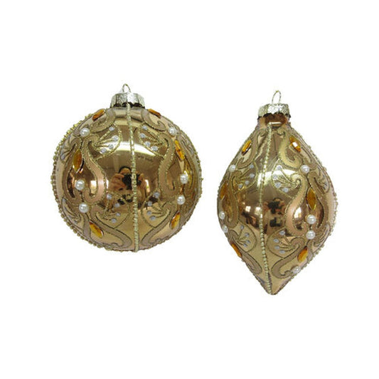 December Diamonds Winter Melody Set Of 2 Assortment Gold Baroque Ornaments