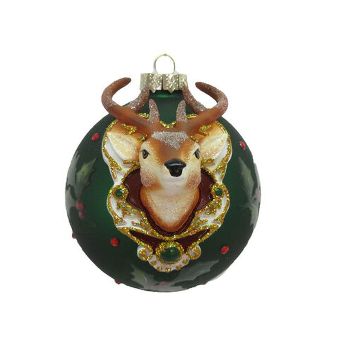 December Diamonds Winter Melody Green With Deer Head Ornament