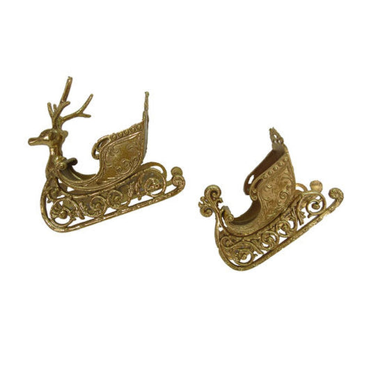 December Diamonds Winter Melody Set Of 2 Assortment Gold Sleighs