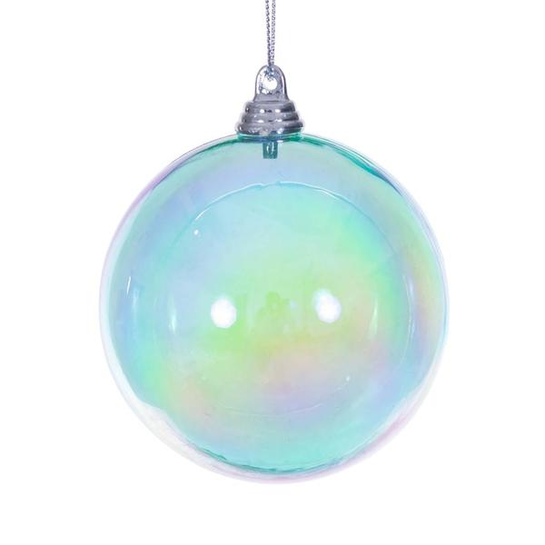 Santa's Sweet Shoppe Collection - Luxe Enamel Teal Iridescent Glossy Ball Ornament