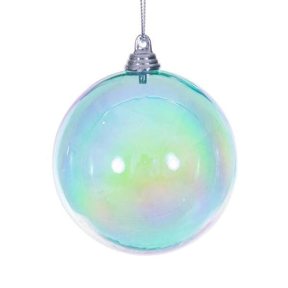 Santa's Sweet Shoppe Collection - Luxe Enamel Teal Iridescent Glossy Ball Ornament