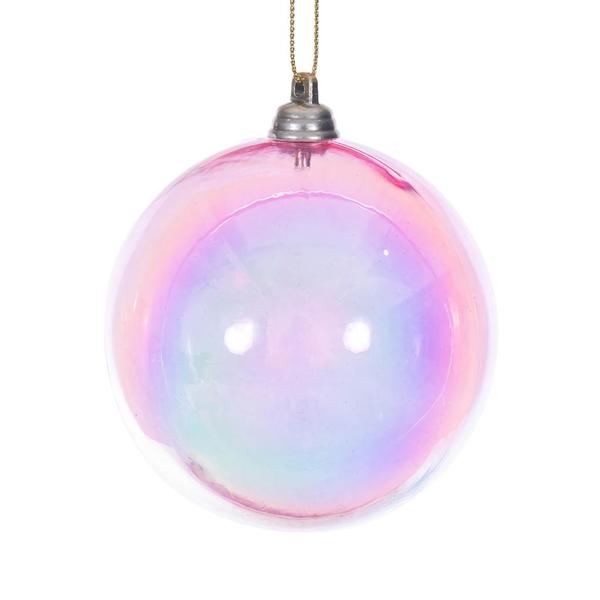 Santa's Sweet Shoppe Collection - Luxe Enamel Pink Iridescent Glossy Ball Ornament