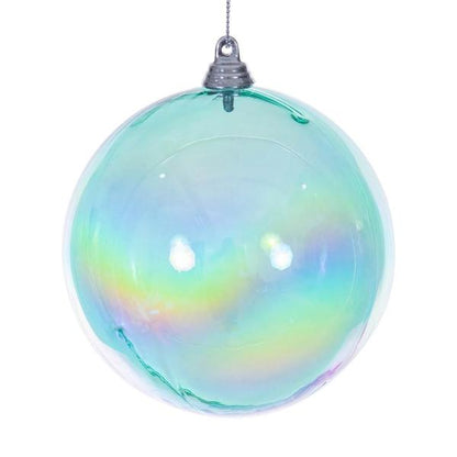 Santa's Sweet Shoppe Collection - Luxe Enamel Teal Iridescent Glossy Ball Ornament