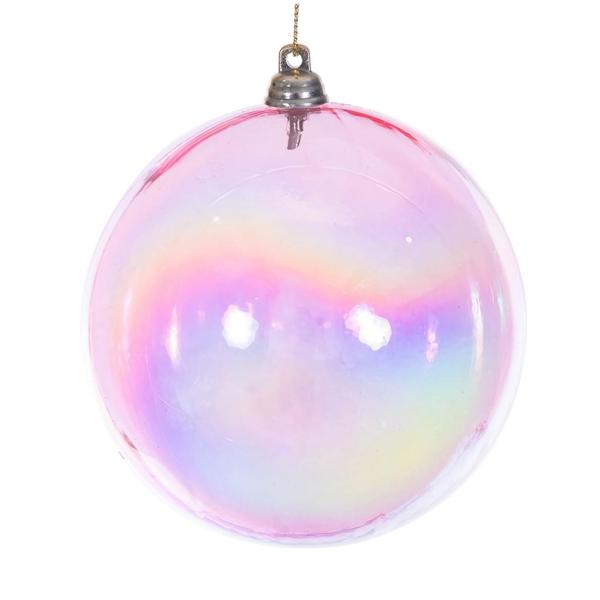 Santa's Sweet Shoppe Collection - Luxe Enamel Pink Iridescent Glossy Ball Ornament