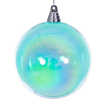 Santa's Sweet Shoppe Collection - Luxe Enamel Teal Iridescent Glossy Ball Ornament
