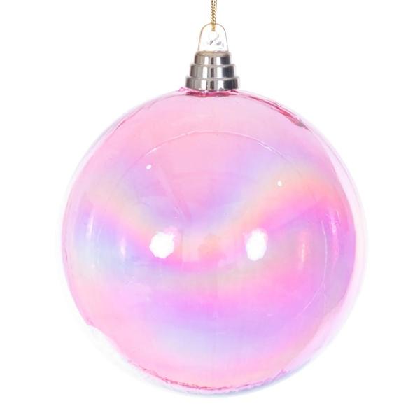 Santa's Sweet Shoppe Collection - Luxe Enamel Pink Iridescent Glossy Ball Ornament