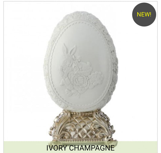 9.5" RESIN CHOCOLATE EGG ON PEDESTAL