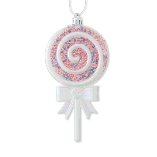 Santa's Sweet Shoppe Collection - 6" Pink Lollipop Sprinkles Ornament