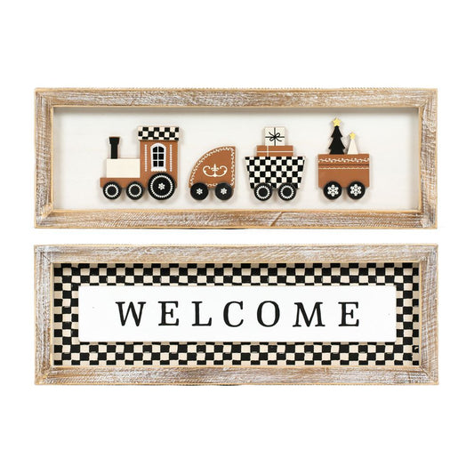17x6 Reversible Wood Frame Sign (TRAIN/WELCOME)