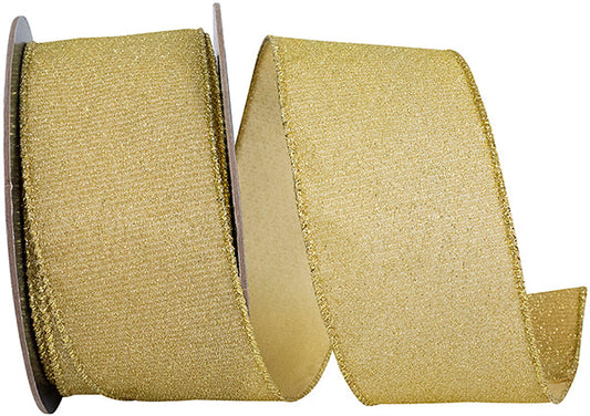 2.5" X 10 YARDS GLIMMER SPARKLE METALLIC WIRED EDGE RIBBON GOLD