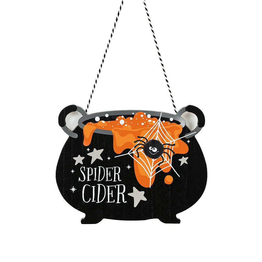 12"x10" Wooden Hanging CAULDRON