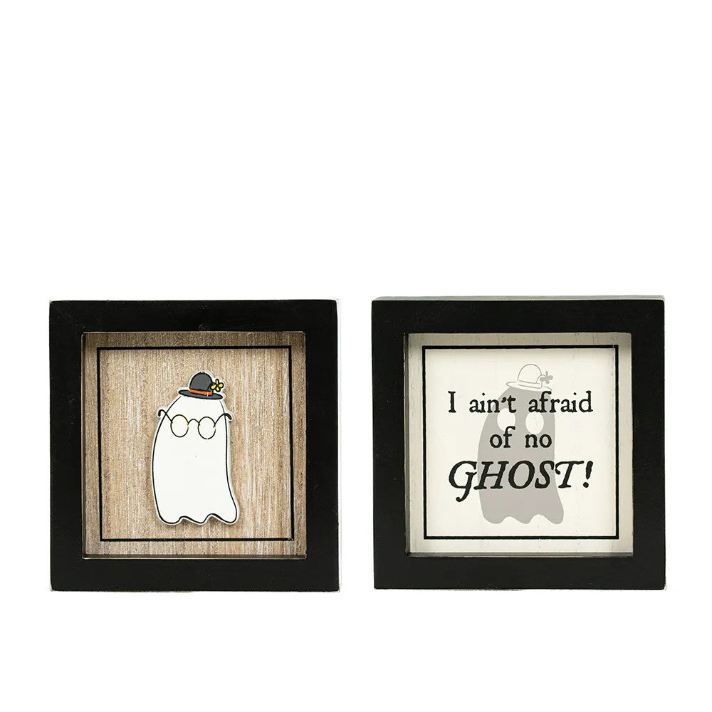 5"x5" Reversible Wood Frame Sign (GHOST/AFRAID)