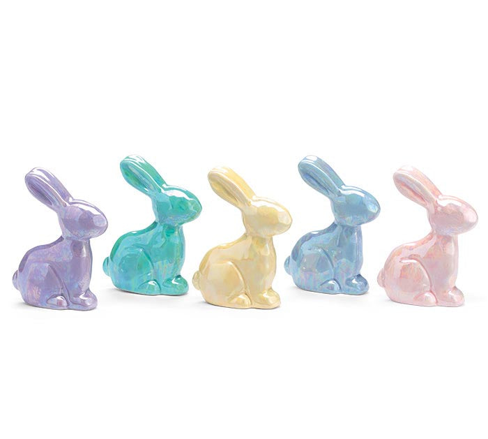 4.25" Iridescent Porcelain Bunny Figurine