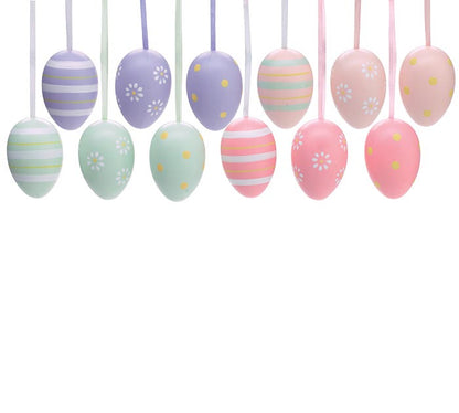 12 EGG ORNAMENTS IN NET BAG