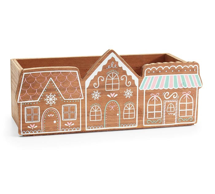 Santa's Sweet Shoppe Collection - 11" GINGERBREAD HOUSE WOOD PLANTER