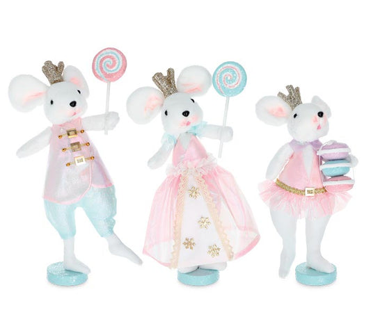 Santa's Sweet Shoppe Collection - 16.5" PASTEL HOLIDAY MOUSE FAMILY - SET OF 3
