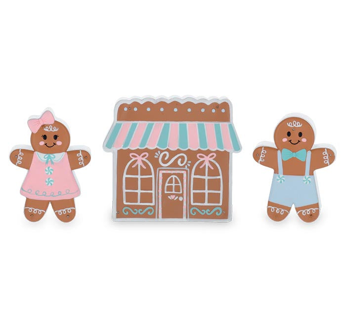 Santa's Sweet Shoppe Collection -  GINGERBREAD LANE WOODEN SHELF SITTER SET