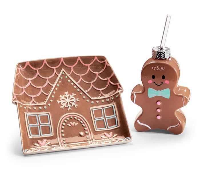 Santa's Sweet Shoppe Collection - GINGERBREAD TUMBLER AND TRAY SET