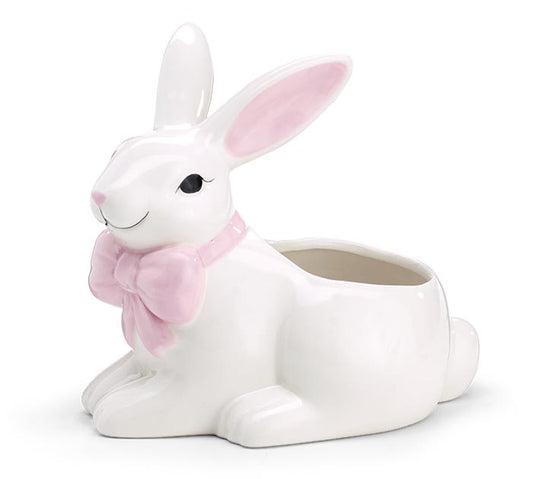 6" CERAMIC WHITE BUNNY SHAPE PLANTER