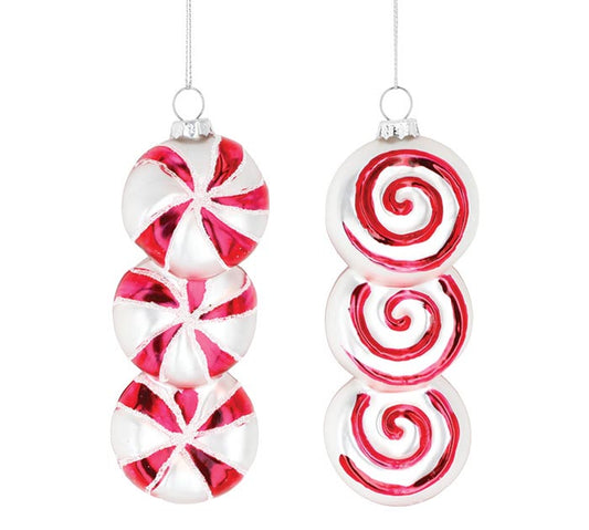 Candy Cane Lane - 5" Glass  PEPPERMINT CANDY ORNAMENT