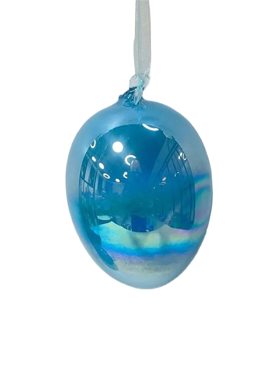 4.87" LUXE GLASS IRIDESCENT PEARLIZED EGG ORNAMENT